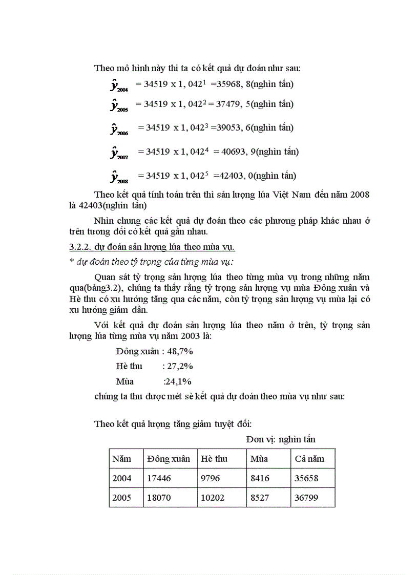 image for page Vận dụng phương pháp dãy số thời gian phân tích và dự đoán sản lượng lúa việt nam đến năm 2008