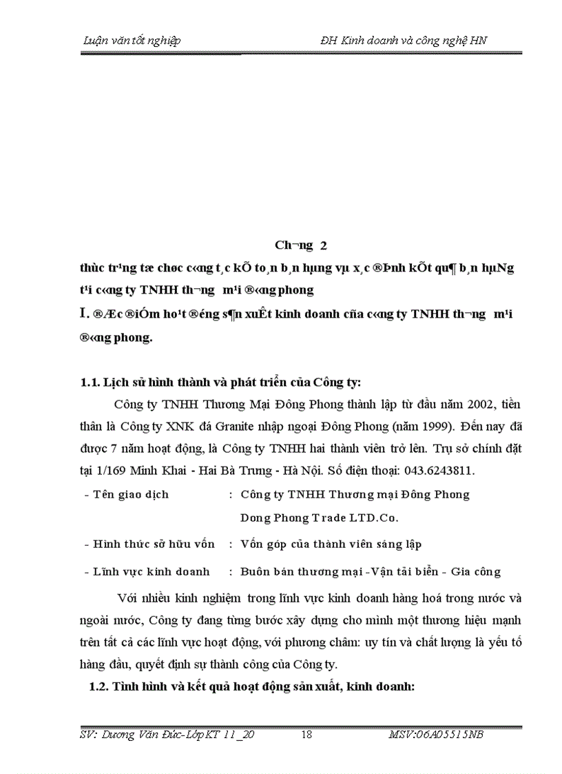 image for page Kế toán bán hàng và xác định kết quả bán hàng tại Công ty TNHH thương mại Đông Phong