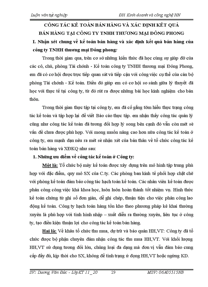 image for page Kế toán bán hàng và xác định kết quả bán hàng tại Công ty TNHH thương mại Đông Phong