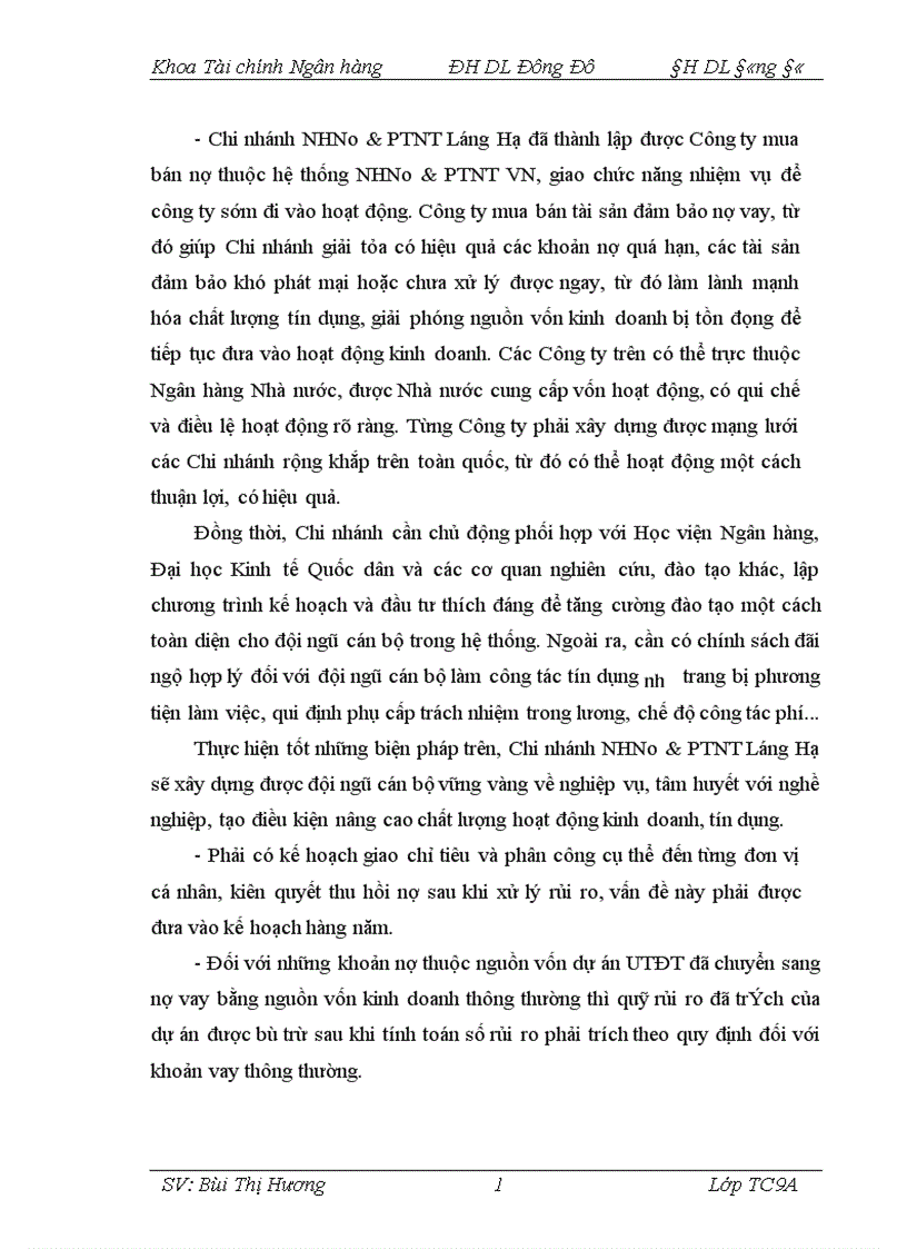 image for page Giải pháp phòng ngừa hạn chế rủi ro trong hoạt động tín dụng tại Chi nhánh Ngân hàng Nông nghiệp và Phát triển nông thôn Láng Hạ 1