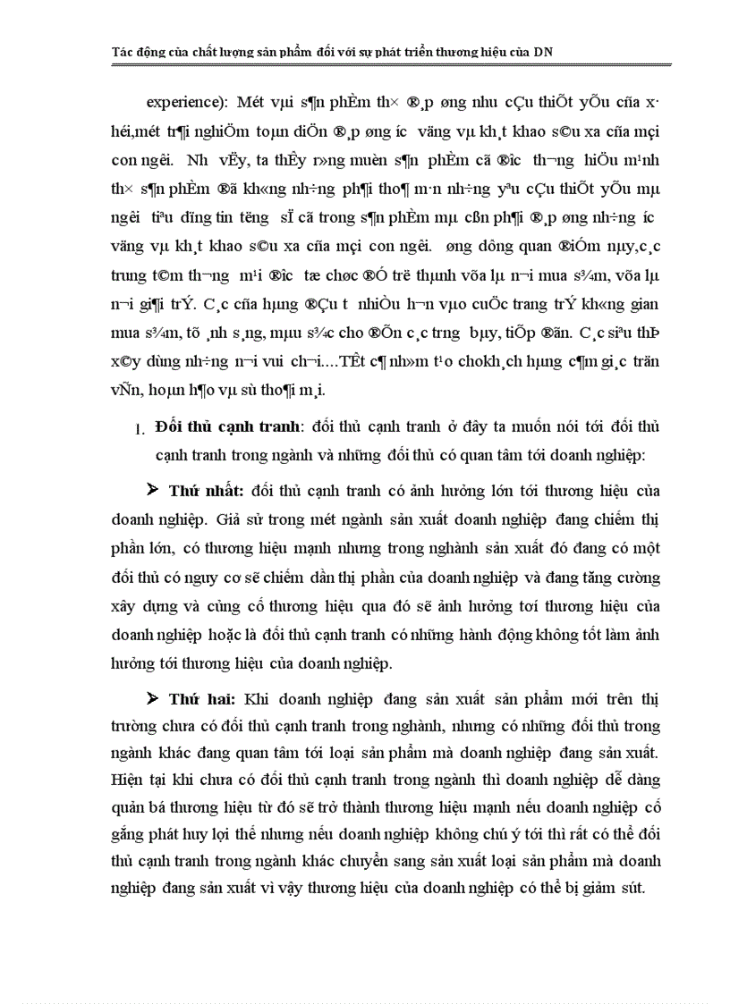 image for page Tác động của chất lượng sản phẩm đối với sự phát triển thương hiệu của DN 1