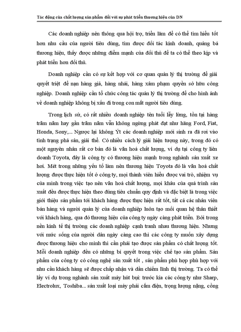 image for page Tác động của chất lượng sản phẩm đối với sự phát triển thương hiệu của DN 1