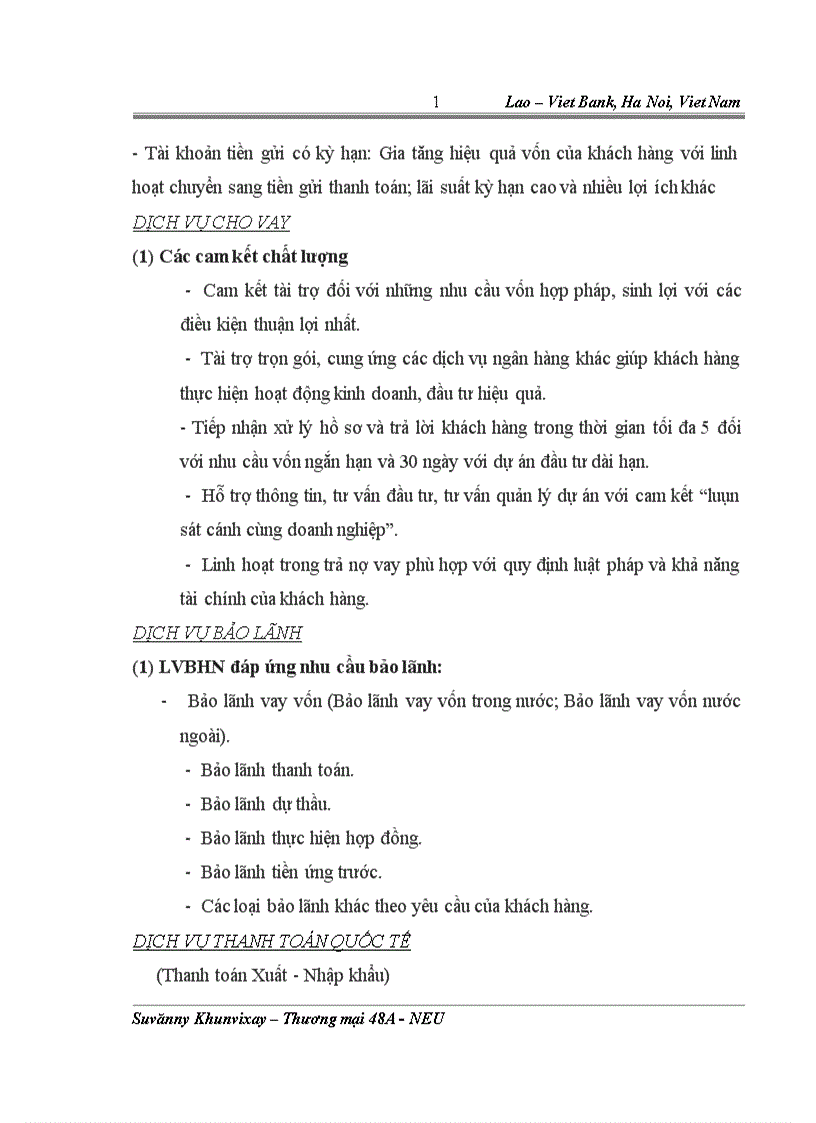 image for page Phát triển dịch vụ tại Ngân hàng Liên doanh Lào Việt chi nhánh Hà Nội