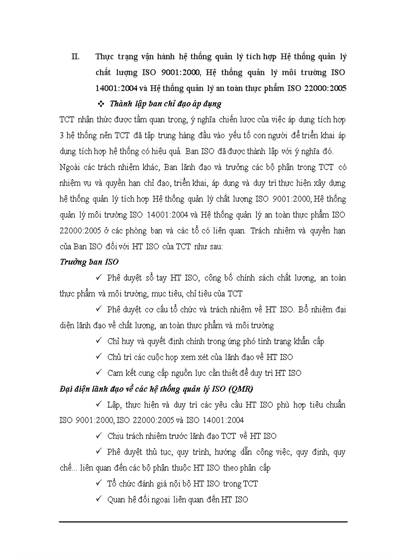 image for page Hoàn thiện việc áp dụng tích hợp các hệ thống quản lý chất lượng ISO 9001 2000 ISO 14001 2004 ISO 22000 2005 tại Tổng công ty Bia Rượu Nước giải khát Hà Nội