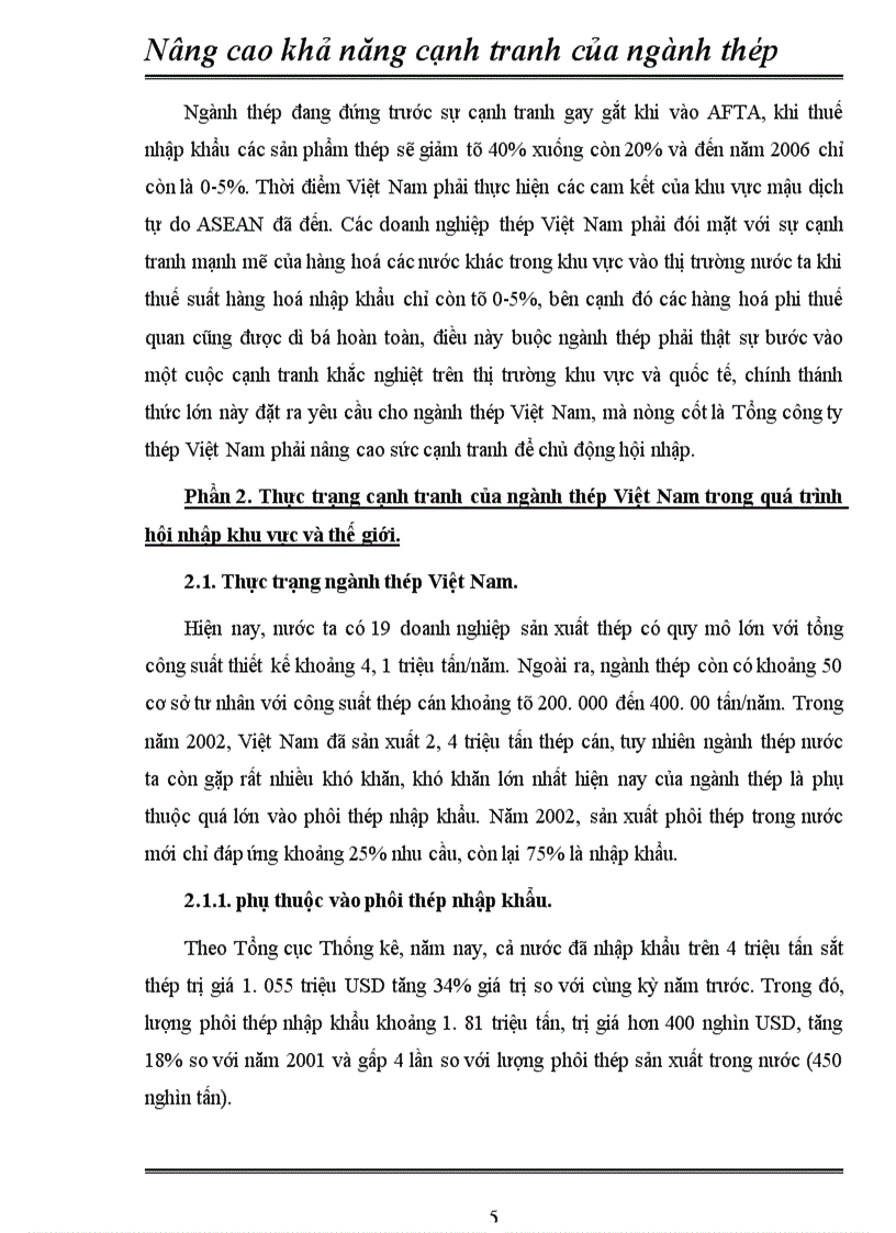 image for page Nâng cao khả năng cạnh tranh của ngành thép nước ta trong qúa trình hội nhập khu vực và quốc tế 1