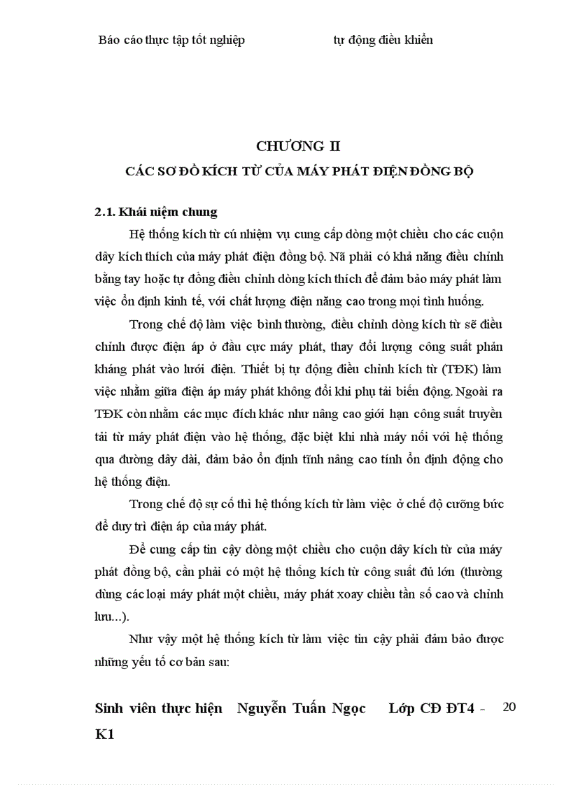 image for page Khảo sát các sơ đồ hệ thống tự kích và tự ổn định điện áp của máy phát điện đang vận hành theo công suất khác nhau