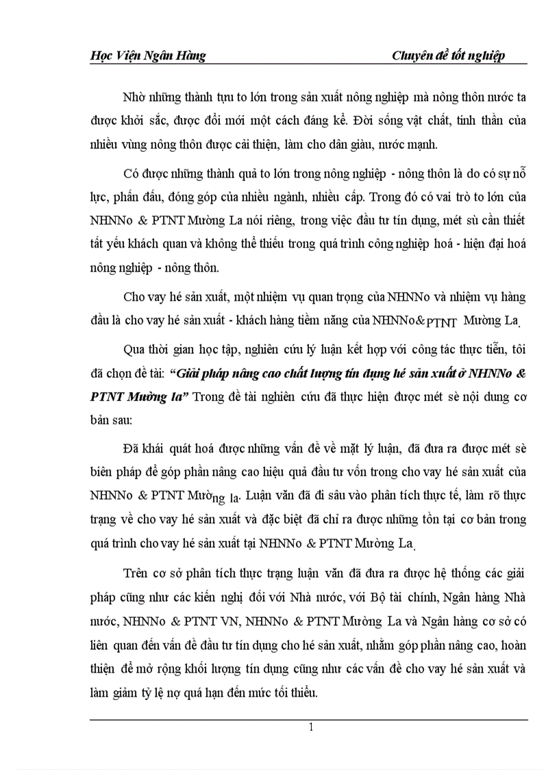 image for page Giải pháp nâng cao chất lượng tớn dụng hộ sản xuất ở NHNNo PTNT Mường la