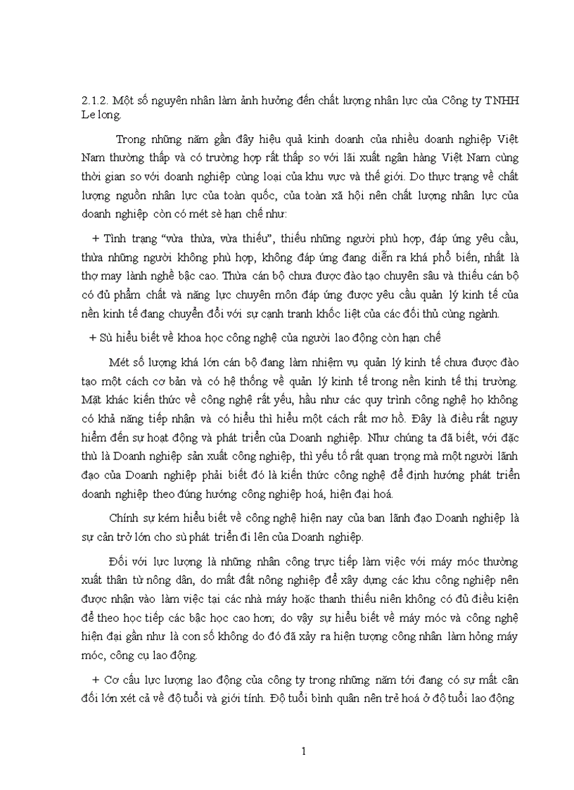 image for page Thực trạng chất lượng nhân lực của Công ty TNHH LeLong và hướng biện pháp nâng cao 1
