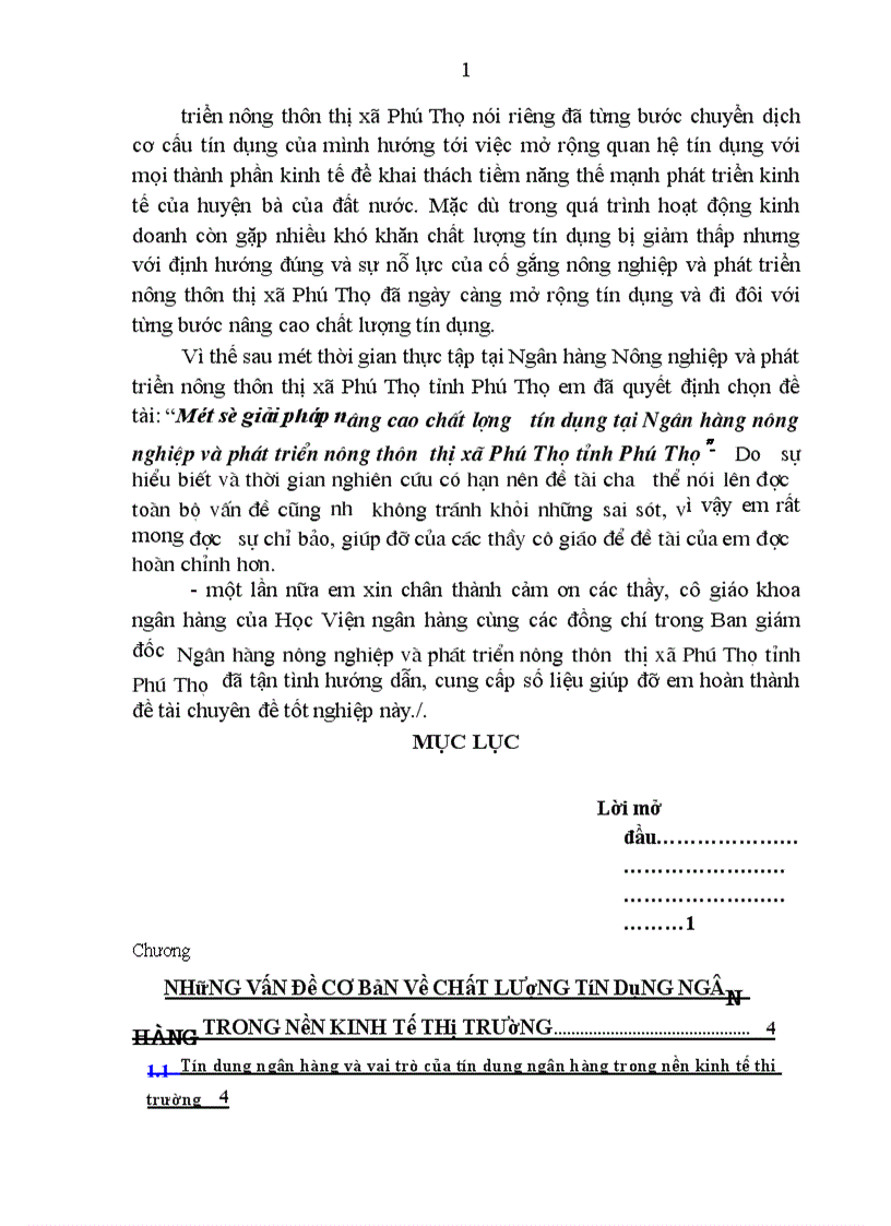 image for page Một số giải pháp nâng cao chất lượng tín dụng tại Ngân hàng nông nghiệp và phát triển nông thôn thị xã Phú Thọ tỉnh Phú Thọ
