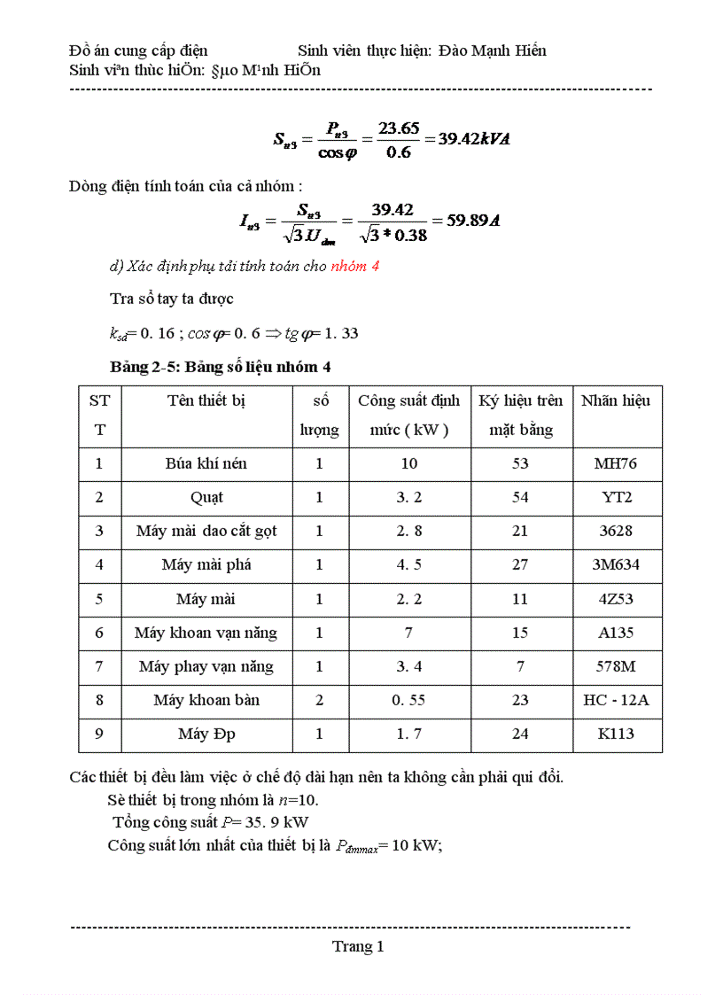 image for page Đồ án cung cấp điện 1