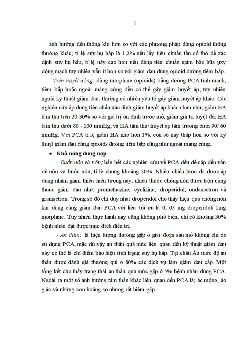 image for page Đánh giá hiệu quả và tác dụng không mong muốn của phương pháp giảm đau sau mổ do bệnh nhân tự kiểm soát PCA với một số thuốc giảm đau khác nhau 1