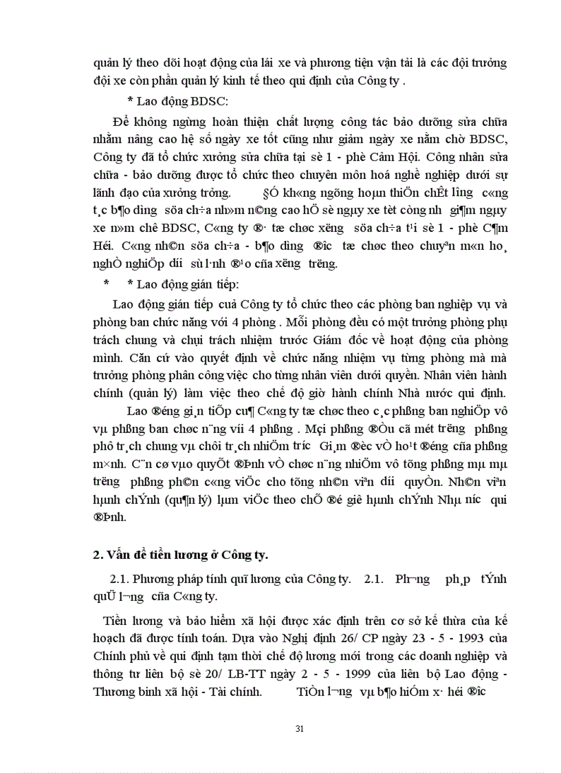 image for page Một số vấn đề về quản lý lao động tiền lương ở Công ty vận taỉ ô tô số 3 1