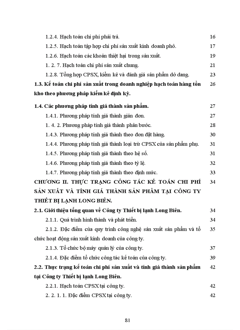 image for page Kế toán chi phí sản xuất và tính giá thành sản phẩm tại Công ty thiết bị lạnh Long Biên 1