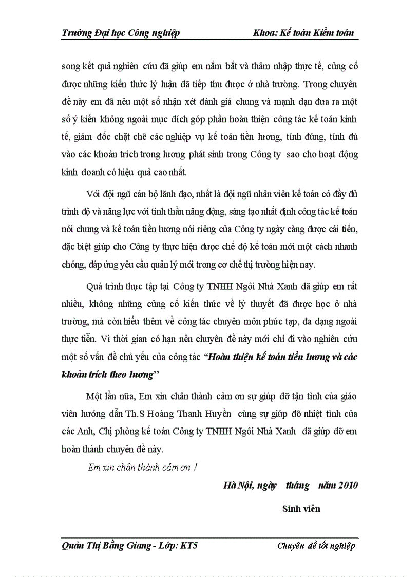 image for page Hoàn thiện tổ chức công tác kế toán tiền lương và các khoản trích theo lương tại Công ty TNHH Ngôi Nhà Xanh