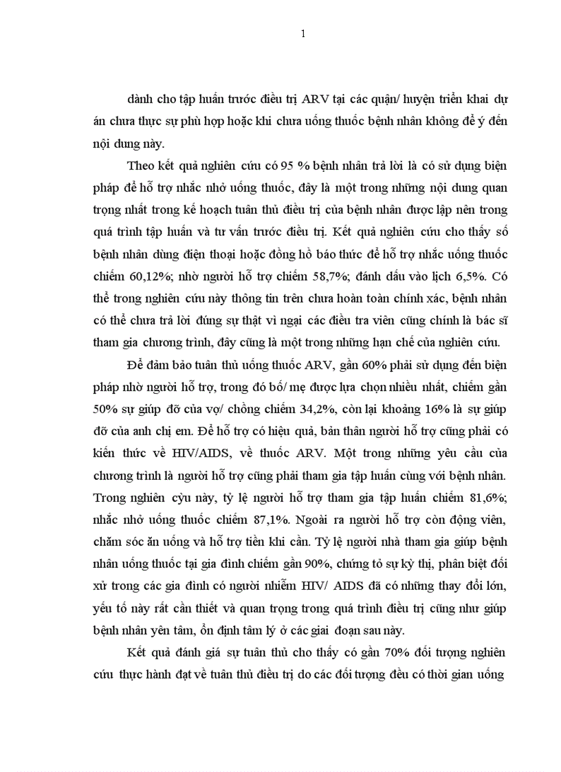 image for page Thực trạng tuân thủ trong điều trị ARV của bệnh nhân HIV AIDS điều trị ngoại trú và một số yếu tố liên quan ở 6 quận huyện thành phố Hà Nội năm 2008
