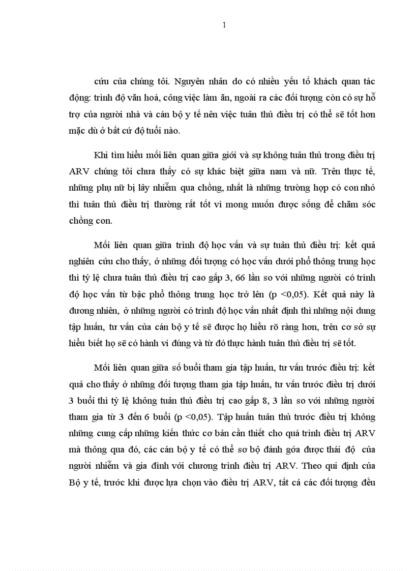 image for page Thực trạng tuân thủ trong điều trị ARV của bệnh nhân HIV AIDS điều trị ngoại trú và một số yếu tố liên quan ở 6 quận huyện thành phố Hà Nội năm 2008