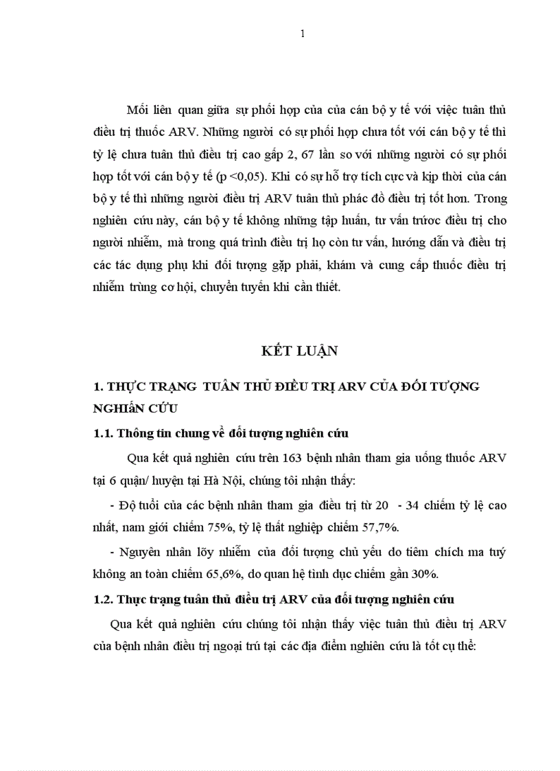image for page Thực trạng tuân thủ trong điều trị ARV của bệnh nhân HIV AIDS điều trị ngoại trú và một số yếu tố liên quan ở 6 quận huyện thành phố Hà Nội năm 2008