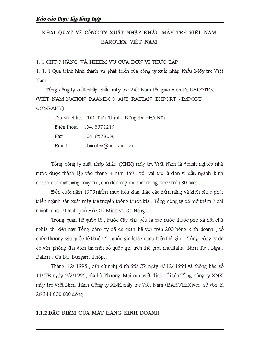 image for page Báo cáo thực tập tổng hợp tại Công Ty xuất nhập khẩu mây tre đan Việt Nam