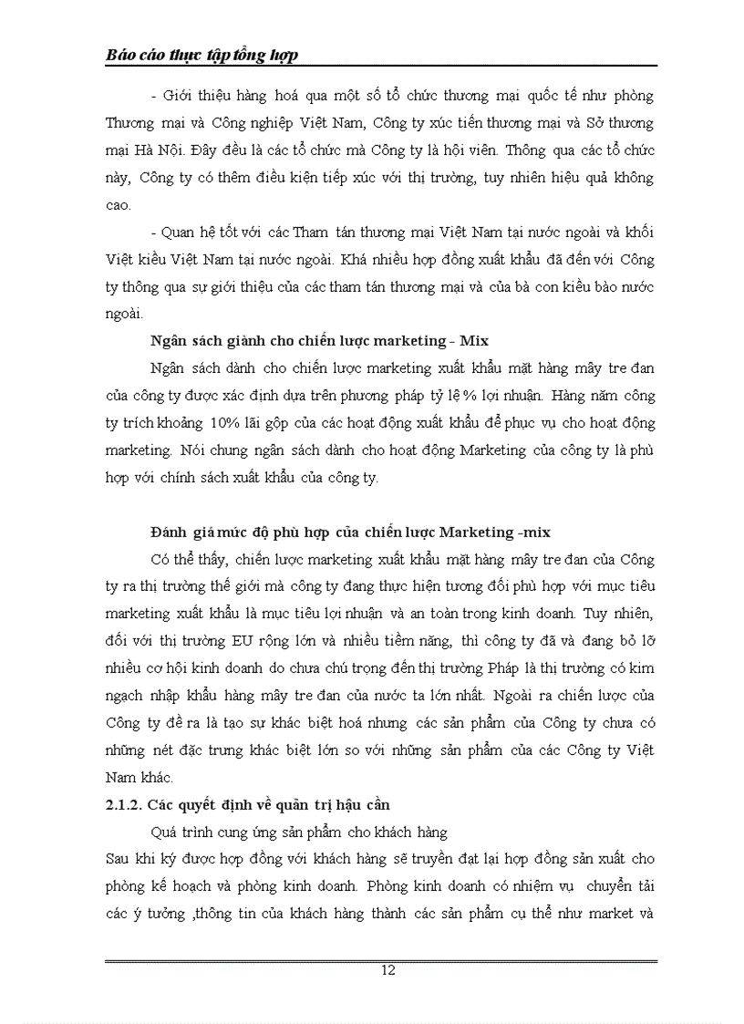 image for page Báo cáo thực tập tổng hợp tại Công Ty xuất nhập khẩu mây tre đan Việt Nam