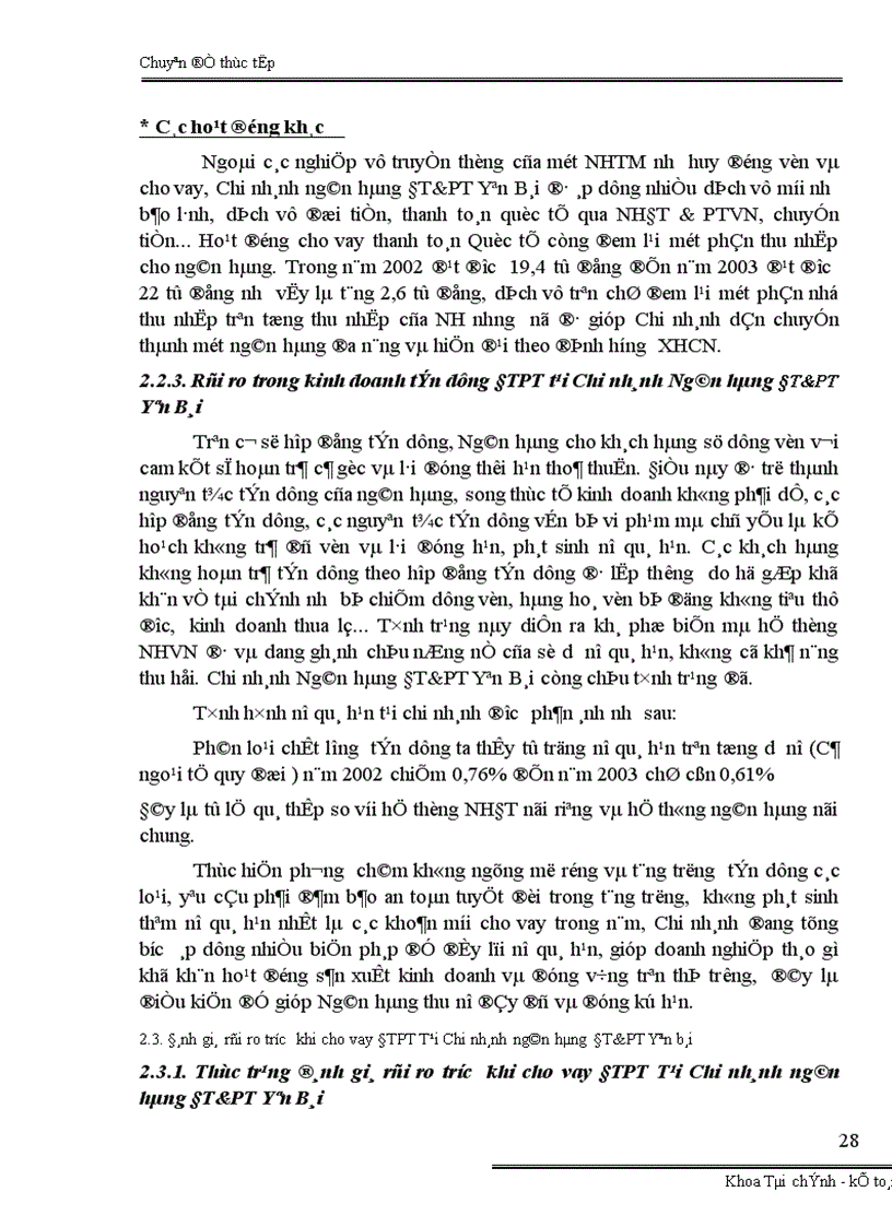 image for page Đánh giá rủi ro trước khi cho vay ĐTPT tại Chi nhánh ngân hàng ĐT PT Yên Bái 1