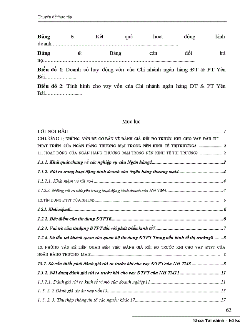 image for page Đánh giá rủi ro trước khi cho vay ĐTPT tại Chi nhánh ngân hàng ĐT PT Yên Bái 1