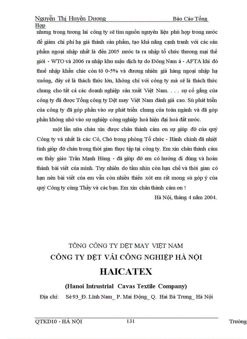 image for page Báo cáo tổng hợp về công tác kế toán tại công ty Dệt vải công nghiệp Hà Nội