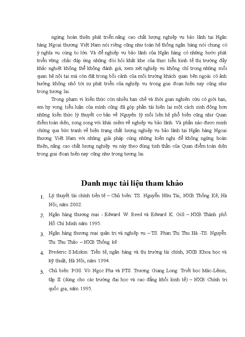 image for page Quan điểm toàn diện trong phát triển nghiệp vụ bảo lãnh tại Ngân hàng Ngoại Thương Việt Nam 1