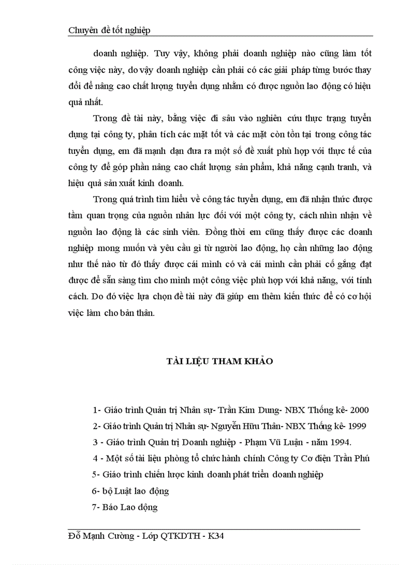 image for page Công tác tuyển dụng lao động tại Công ty TNHH Nhà nước một thành viên Cơ điện Trần Phú 1