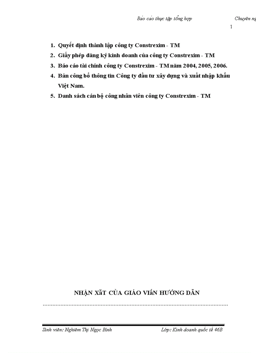 image for page Ba o ca o thư c tâ p tô ng hơ p cu a công ty cô phâ n đâ u tư va thương ma i Constrexim TM