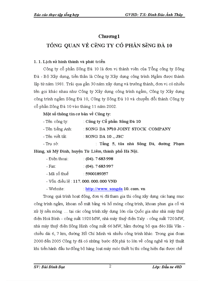 image for page Hoạt động đầu tư của công ty cổ phần Sông Đà 10 1