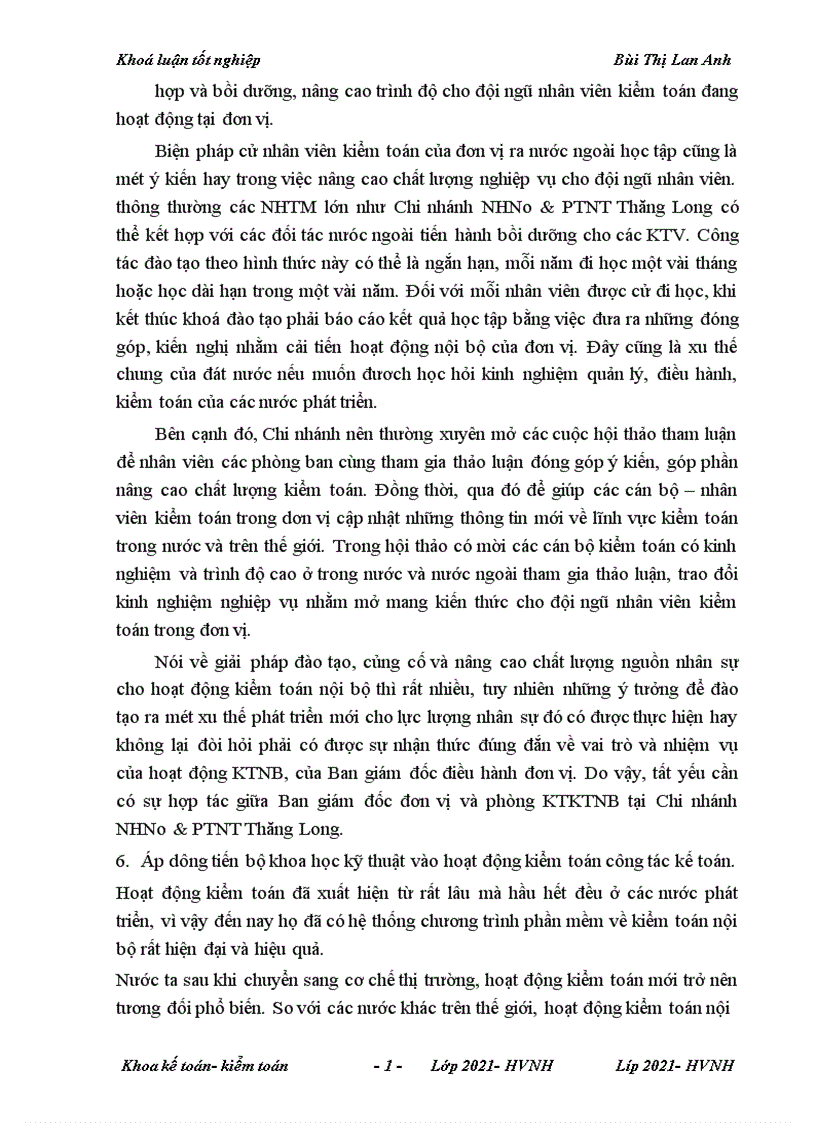image for page Một số giải pháp nhằm nâng cao chất lượng kiểm toán nội bộ công tác kế toán tại chi nhánh Thăng Long NHNo PTN Việt Nam 1