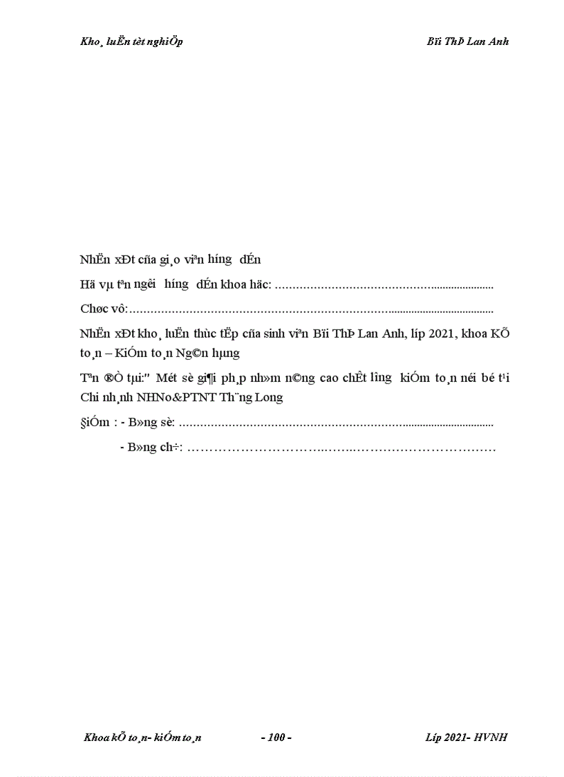 image for page Một số giải pháp nhằm nâng cao chất lượng kiểm toán nội bộ công tác kế toán tại chi nhánh Thăng Long NHNo PTN Việt Nam 1