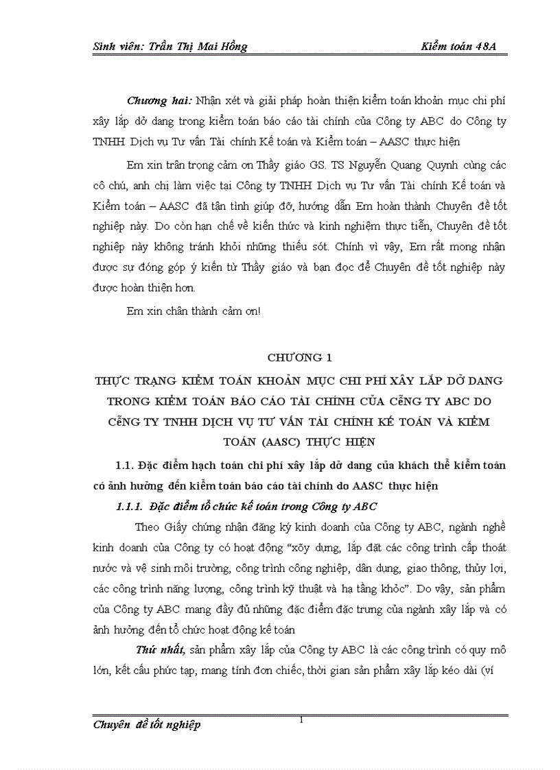 image for page Tìm hiểu kiểm toán khoản mục chi phí xây lắp dở dang trong kiểm toán báo cáo tài chính của Công ty ABC do Công ty TNHH Dịch vụ Tư vấn Tài chính Kế toán và Kiểm toán AASC thực hiện