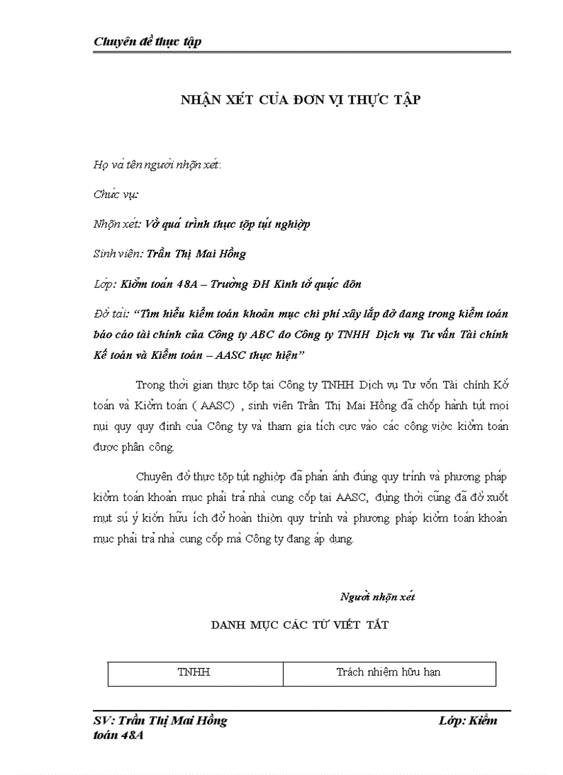 image for page Tìm hiểu kiểm toán khoản mục chi phí xây lắp dở dang trong kiểm toán báo cáo tài chính của Công ty ABC do Công ty TNHH Dịch vụ Tư vấn Tài chính Kế toán và Kiểm toán AASC thực hiện