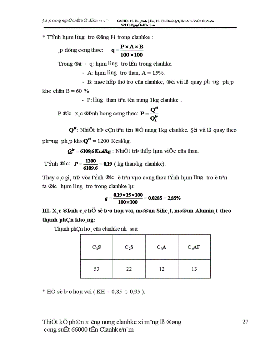 image for page Thiết kế phân xưởng nung clanhke xi măng lò đứng công suất 66000 tấn Clanhke năm