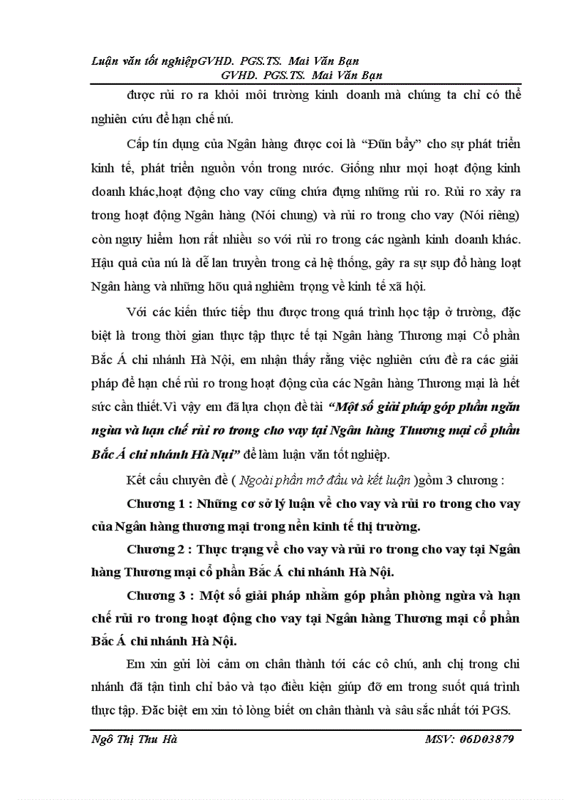 image for page Một số giải pháp góp phần ngăn ngừa và hạn chế rủi ro trong cho vay tại Ngân hàng Thương mại cổ phần Bắc Á chi nhánh Hà Nôi