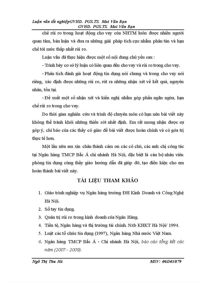 image for page Một số giải pháp góp phần ngăn ngừa và hạn chế rủi ro trong cho vay tại Ngân hàng Thương mại cổ phần Bắc Á chi nhánh Hà Nôi