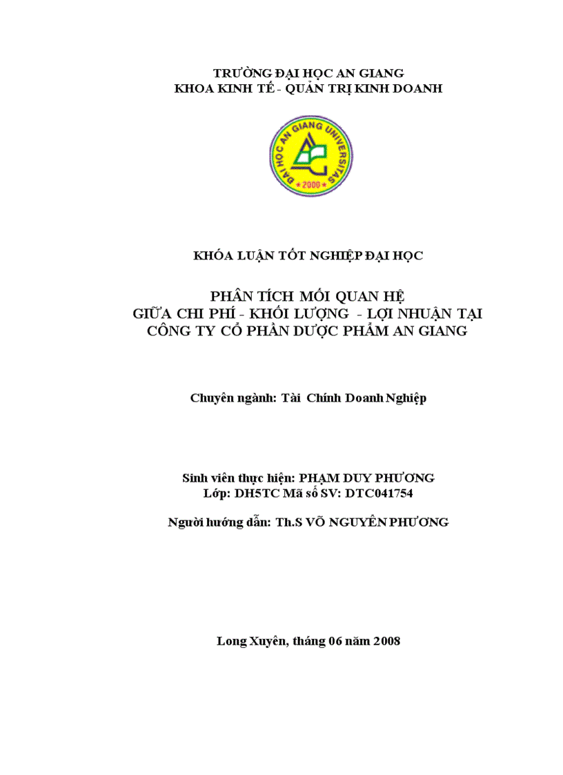 image for page Phân tích mối quan hệ giữa chi phí khối lượng lợi nhuận tại công ty cổ phần dược phẩm an giang