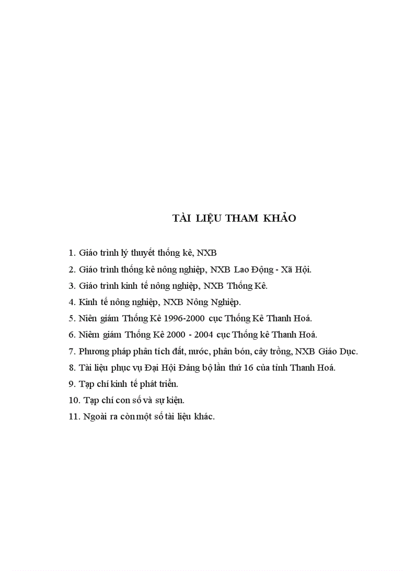 image for page Vận dụng một số phương pháp thống kê phân tích tình sản xuất lúa của tỉnh Thanh Hoá giai đoạn 1995 2005 1