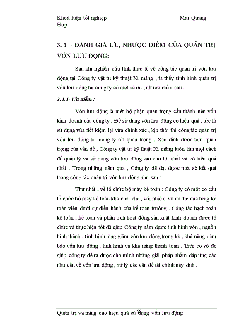 image for page Quản trị và nâng cao hiệu quả sử dụng vốn lưu động tại Công ty Vật tư kỹ thuật Xi măng 1