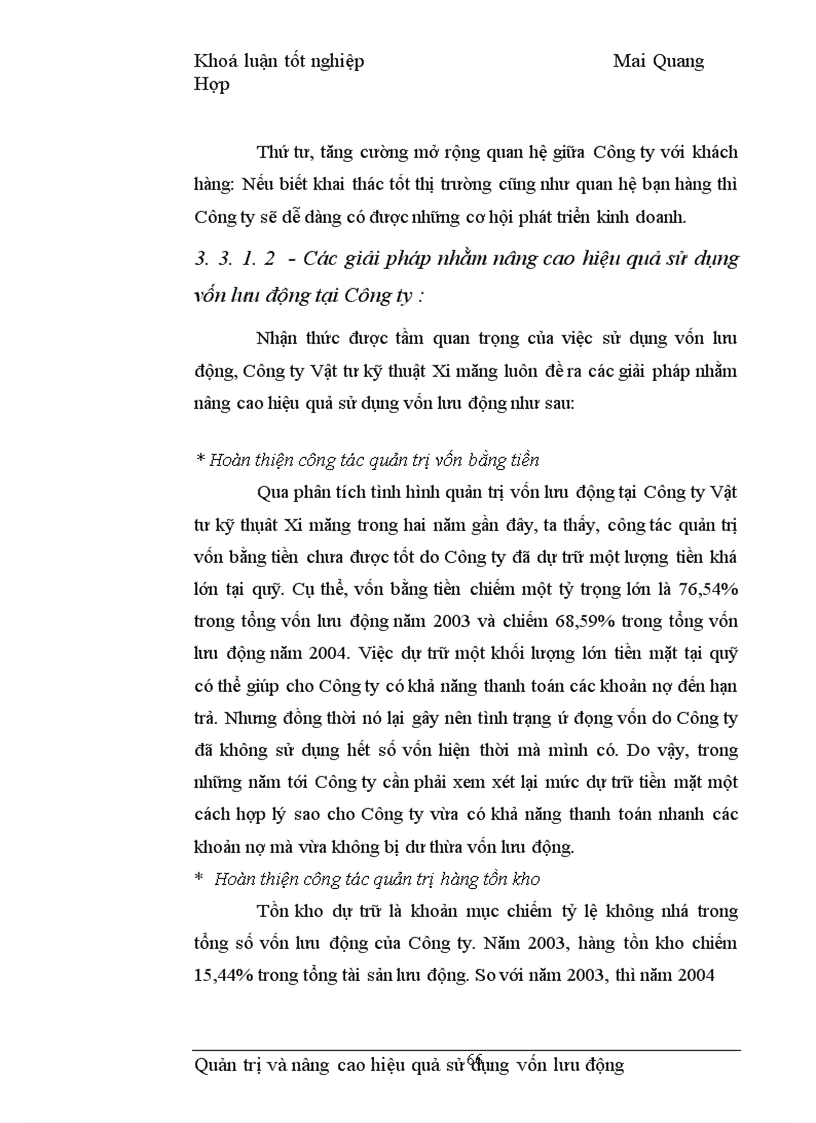 image for page Quản trị và nâng cao hiệu quả sử dụng vốn lưu động tại Công ty Vật tư kỹ thuật Xi măng 1
