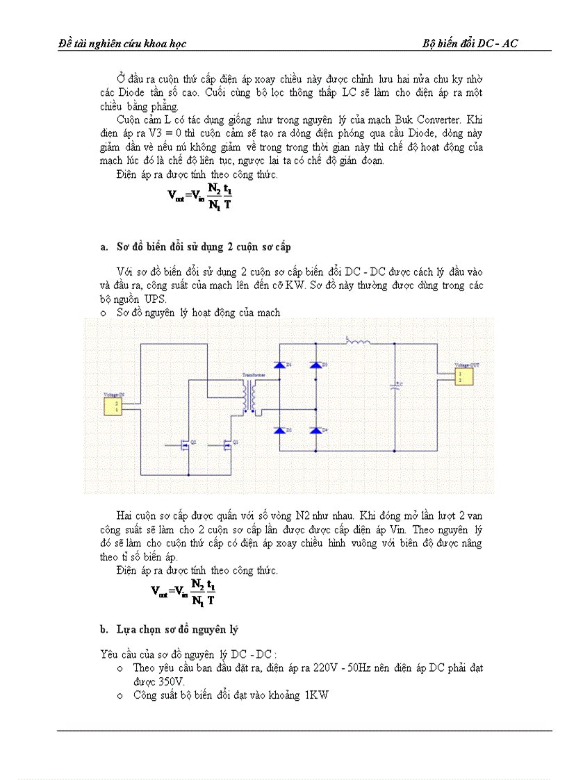 image for page Nghiên cứu nguyên lý điều khiển và thực hiện bộ biến đổi DC AC Tóm tắt Bộ biến đổi DC AC là thiết bị biến đổi năng lượng của các nguồn một chiều thành năng lượng điện xoay chiều cung cấp cho các tải tiêu thụ điện