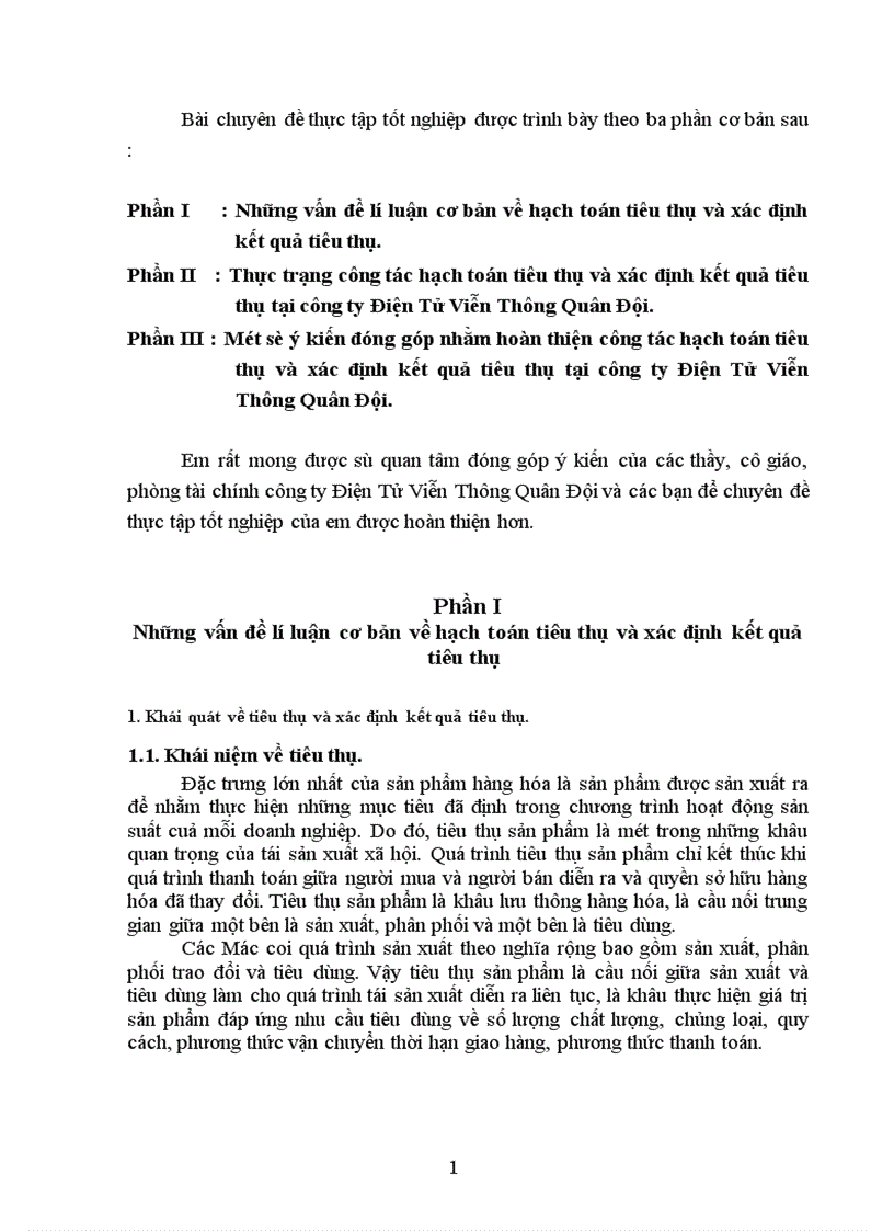 image for page Hoàn thiện hạch toán tiêu thụ và xác định kết quả tiêu thụ tại Công ty điện tử viễn thông quân đôị 1