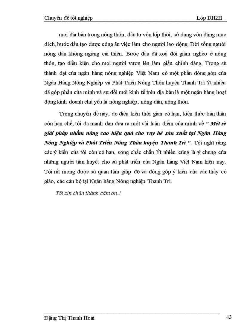 image for page Một số giải pháp nhằm nâng cao hiệu quả cho vay hộ sản xuất tại Ngân hàng nông nghiệp và Phát triển nông thôn huyện Thanh Trì 1
