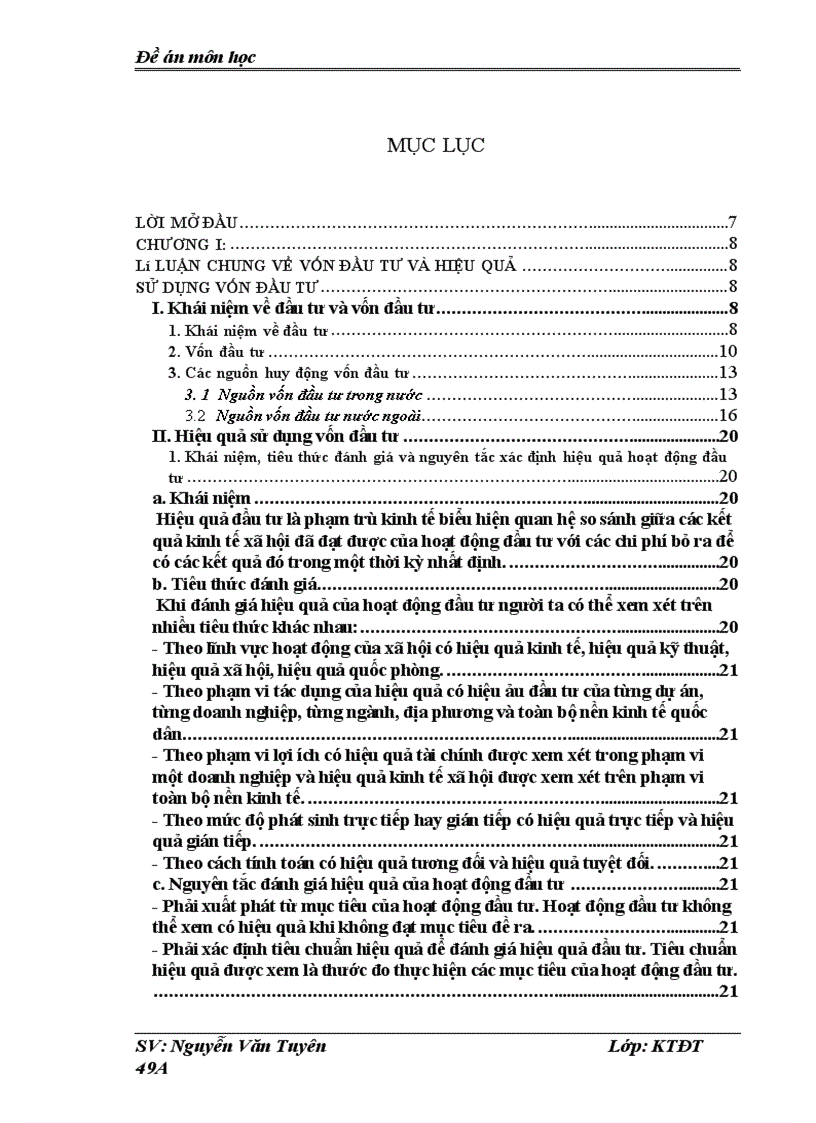Hiệu quả sử dụng vốn đầu tư Lý luận và thực tiễn 1