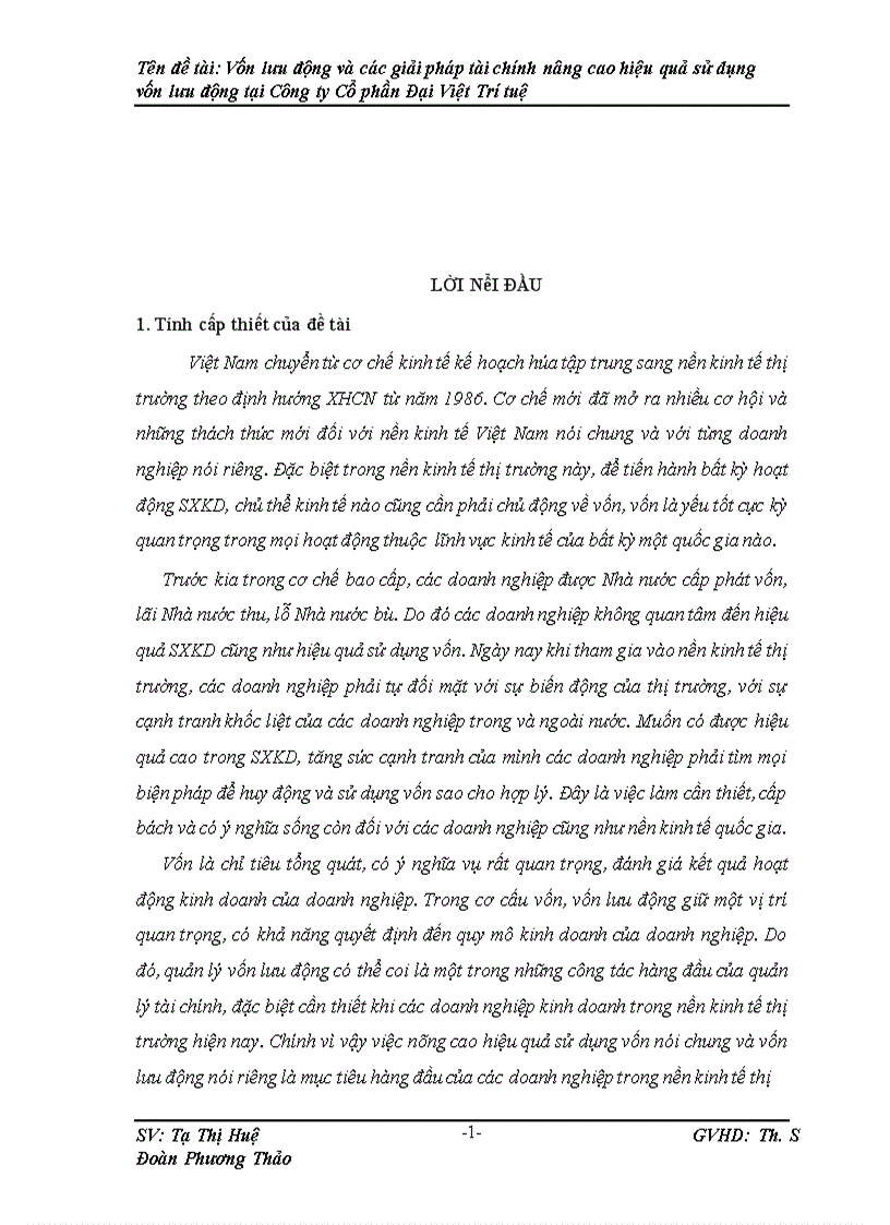 image for page Vốn lưu động và các giải pháp Tài chính nâng cao hiệu quả sử dụng vốn lưu động tại Công ty Cố phần Đại Việt Trí Tuệ 1
