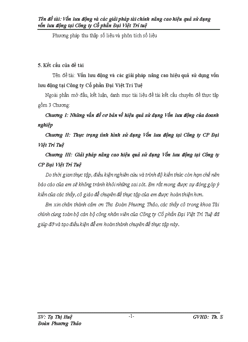 image for page Vốn lưu động và các giải pháp Tài chính nâng cao hiệu quả sử dụng vốn lưu động tại Công ty Cố phần Đại Việt Trí Tuệ 1