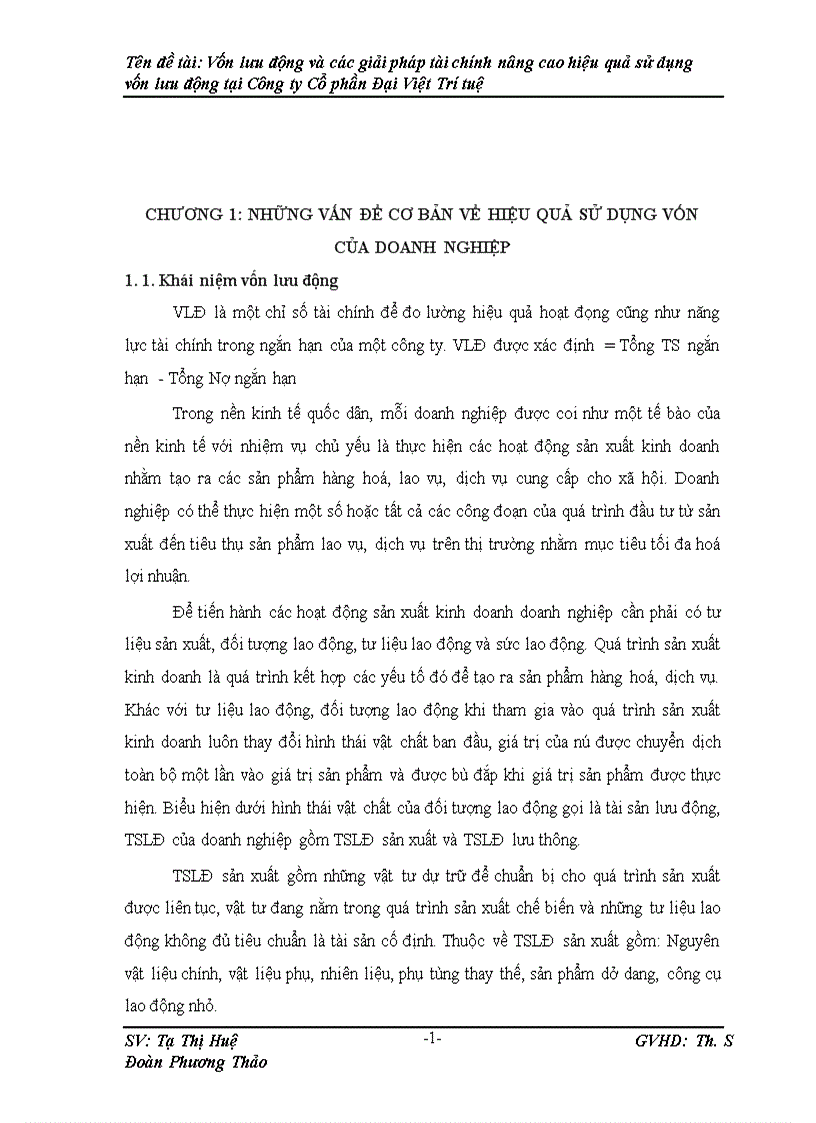image for page Vốn lưu động và các giải pháp Tài chính nâng cao hiệu quả sử dụng vốn lưu động tại Công ty Cố phần Đại Việt Trí Tuệ 1