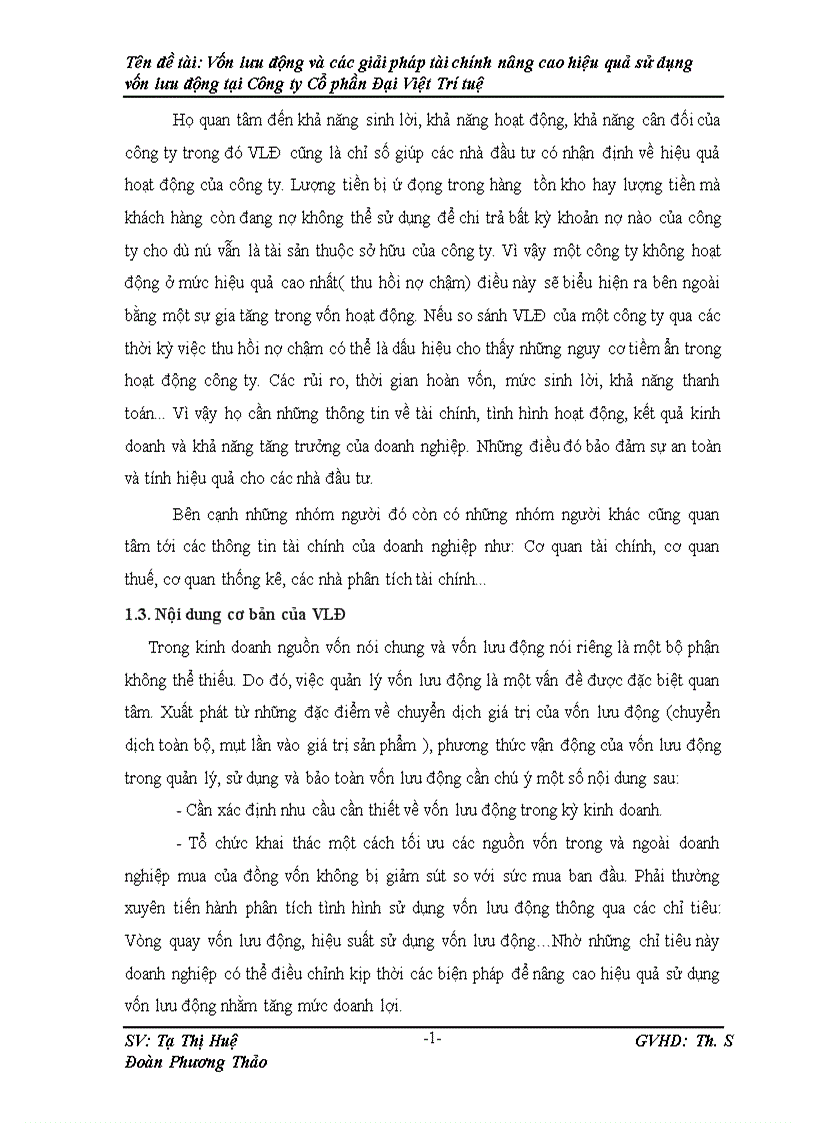 image for page Vốn lưu động và các giải pháp Tài chính nâng cao hiệu quả sử dụng vốn lưu động tại Công ty Cố phần Đại Việt Trí Tuệ 1