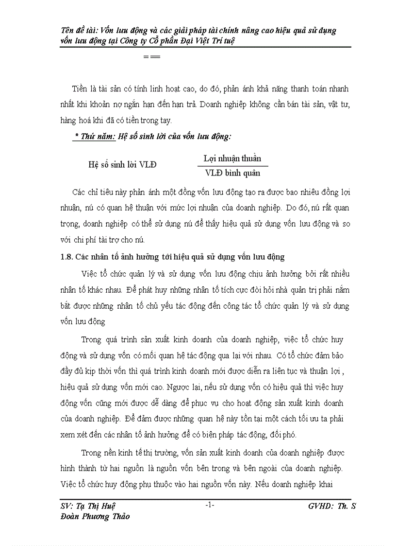 image for page Vốn lưu động và các giải pháp Tài chính nâng cao hiệu quả sử dụng vốn lưu động tại Công ty Cố phần Đại Việt Trí Tuệ 1